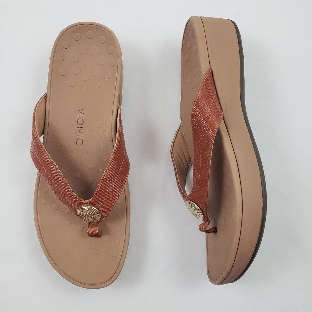 Vionic Pacific Pilar Thong Sandals Flip Flops Slides Brown Women's Size 11
